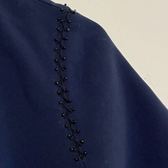 Kobi Halperin Cheyenne Jewel Neck A-Line Short‎ Sleeve Dress Navy Blue Medium - Picture 5 of 10